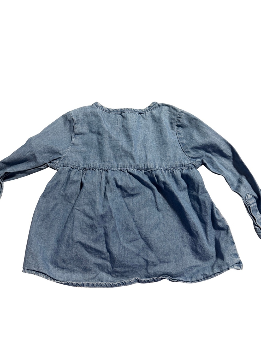 True Craft Light Blue Ruffle-Front Denim Jacket for Kids - Picture 2 of 3